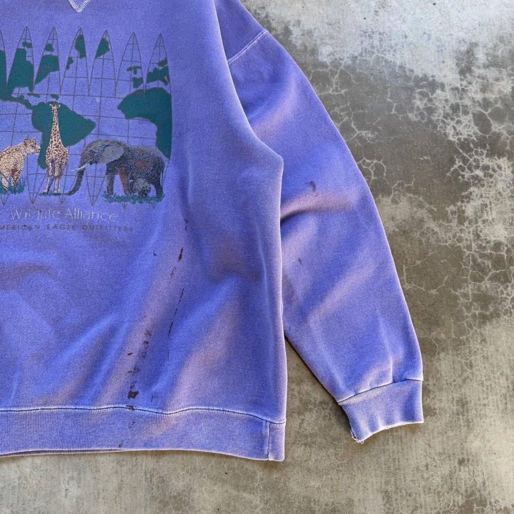 Vintage American Eagle Outfitters Sweatshirt Mens Large Purple Wildlife 90s USA - Picture 4 of 6
